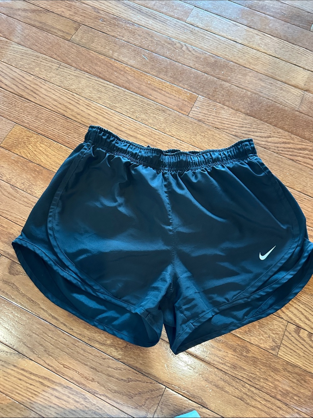 Nike dri-fit Women's Black Athletic Running Shorts with White Swoosh size small